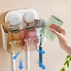 Toothbrush Holders Suction Cup for Bathrooms, Wall Mounted Toothbrush Holder with 2/3/4 Large Storage Slot Tooth Brush Holder