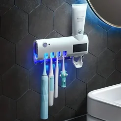Toothbrush UV Sterilizer, Smart Toothbrush Sanitizer, Wall Mounted Toothbrush Holder, Bathroom Accessories