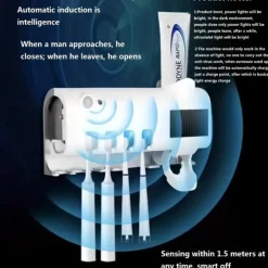 Toothbrush UV Sterilizer, Smart Toothbrush Sanitizer, Wall Mounted Toothbrush Holder, Bathroom Accessories