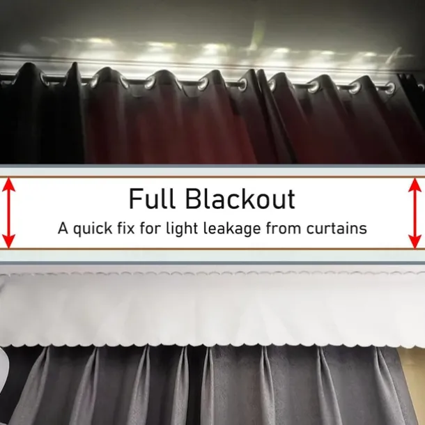 Top of Curtain Light Blocker, Light Blocking Curtains Toppers Velcro Portable Blackout for Window, Easy to Cut and Install Without Turning Holes