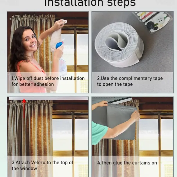 Top of Curtain Light Blocker, Light Blocking Curtains Toppers Velcro Portable Blackout for Window, Easy to Cut and Install Without Turning Holes