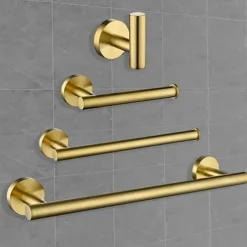 Towel Bar / Toilet Paper Holder / Robe Hook New Design / Creative Contemporary / Modern Stainless Steel / Low-carbon Steel / Metal 4pcs - Bathroom 1-Towel Bar / towel ring Wall Mounted