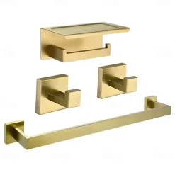 Towel Bar / Toilet Paper Holder / Robe Hook New Design / Creative Contemporary / Modern Stainless Steel / Low-carbon Steel / Metal 4pcs - Bathroom 1-Towel Bar Wall Mounted