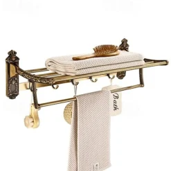 Towel Bar Foldable / Multilayer Antique Aluminum 1pc - Hotel bath Wall Mounted