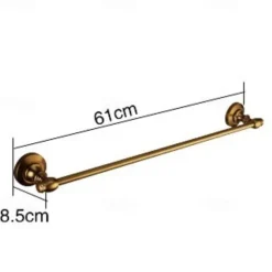Towel Bar Multifunction Antique Aluminum Material Wall Mounted Bathroom Single Towel Rod Carved 1pc