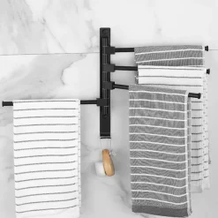 Towel Bar Robe Hook Bathroom Shelf Foldable Multilayer New Design Contemporary Modern Aluminum Metal 1PC - Bathroom 4-towel bar Wall Mounted