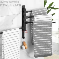 Towel Bar Robe Hook Bathroom Shelf Foldable Multilayer New Design Contemporary Modern Aluminum Metal 1PC - Bathroom 4-towel bar Wall Mounted