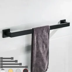 Towel Bar Stainless Steel Bathroom Shelf Electroplated Towel Rail Bathroom Single Rod Wall Mounted 1PC Chrome and Painted Finish