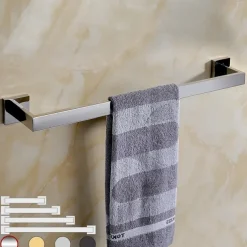 Towel Bar Stainless Steel Bathroom Shelf Electroplated Towel Rail Bathroom Single Rod Wall Mounted 1PC Chrome and Painted Finish