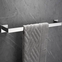Towel Bar Stainless Steel Bathroom Shelf Electroplated Towel Rail Bathroom Single Rod Wall Mounted 1PC Chrome and Painted Finish