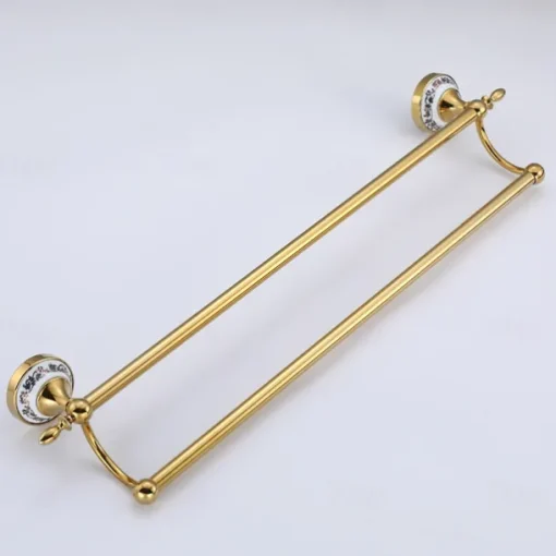 Towel Bar Ti-Golden Wall Mounted Ceramic Towel Rack for Bathroom 2-lier Tower Holder 1pc