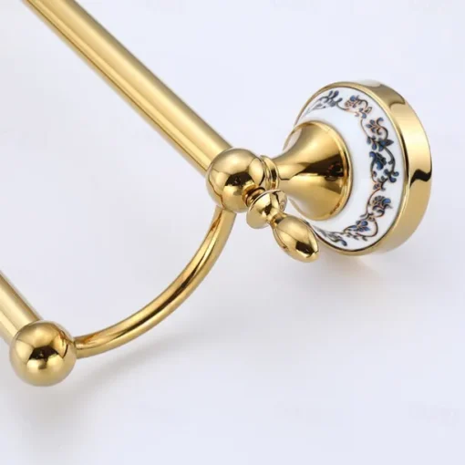 Towel Bar Ti-Golden Wall Mounted Ceramic Towel Rack for Bathroom 2-lier Tower Holder 1pc
