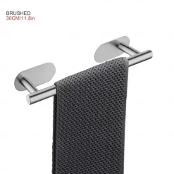 Towel Bar/Bathroom Shelf Self-adhesive Wall Mounted Stainless Steel Matte Black/Brushed Nickel,Adjustable Length Contemporary Modern Low-carbon Steel Metal Bathroom Decoration1pc