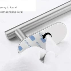 Towel Bar/Bathroom Shelf Self-adhesive Wall Mounted Stainless Steel Matte Black/Brushed Nickel,Adjustable Length Contemporary Modern Low-carbon Steel Metal Bathroom Decoration1pc