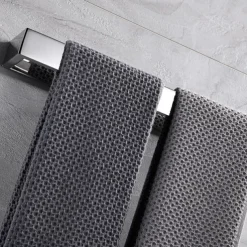 Towel Bar,Self Adhesive Wall Mounted 304 Stainless Steel Single Bar Matte Black Silvery Bathroom & Kitchen Decoration