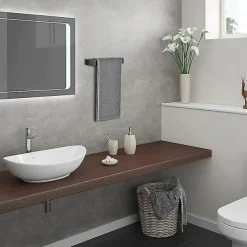 Towel Bar,Self Adhesive Wall Mounted 304 Stainless Steel Single Bar Matte Black Silvery Bathroom & Kitchen Decoration