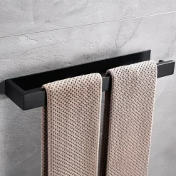 Towel Bar,Self Adhesive Wall Mounted 304 Stainless Steel Single Bar Matte Black Silvery Bathroom & Kitchen Decoration