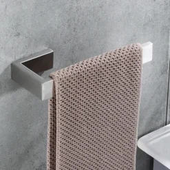 Towel Holder,Wall Mounted Stainless Steel Towel Bar,Modern Style Towel Rack 21cm(Black/Brushed Nickel/Chrome)