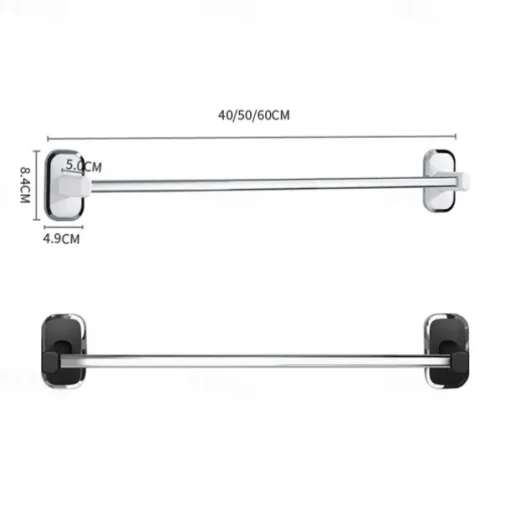 Towel Rack Stainless Steel Self-adhesive Bathroom Suction Cup Bathroom Hanger Toilet Hanger Plastic Wall Suction Single Bar Towel Bar Hole Free