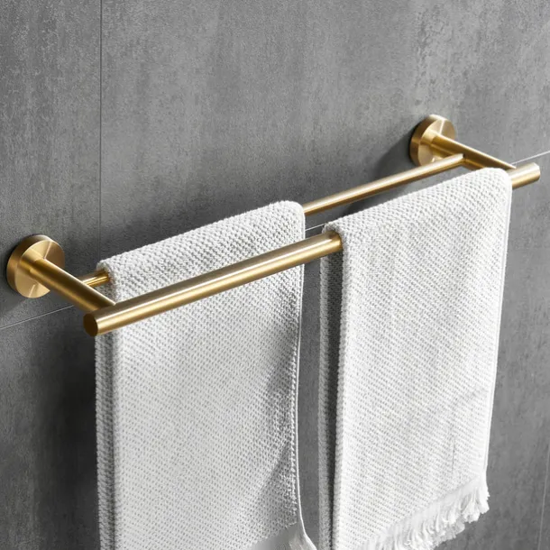 Towel Rack Wall Mounted Stainless Steel Towel Bar 2-tier Towel Rail (Golden/Chrome/Black/Brushed Nickel)