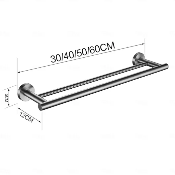 Towel Rack Wall Mounted Stainless Steel Towel Bar 2-tier Towel Rail (Golden/Chrome/Black/Brushed Nickel)