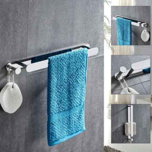 Towel Racks for Bathroom,Self-Adhesive Towel Bar Wall Mounted SUS304 Stainless Steel No Drill Towel Holders for Toilet Bathroom,Kitchen(Black/Chrome/Brushed Nickel)40cm