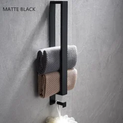 Towel Racks with Hook for Bathroom,Self-Adhesive Towel Bar Wall Mounted SUS304 Stainless Steel No Drill Towel Holders for Toilet Bathroom,Kitchen(Black/Chrome/Brushed Nickel)40cm