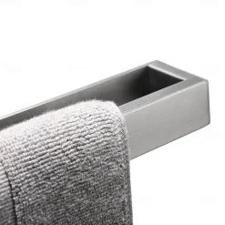 Towel Rail, Strong Self Adhesive Black Towel Holder Stainless Steel Wall Mounted