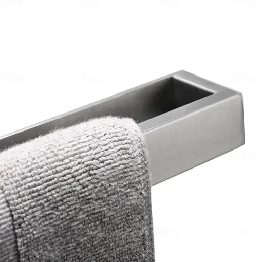 Towel Rail, Strong Self Adhesive Black Towel Holder Stainless Steel Wall Mounted