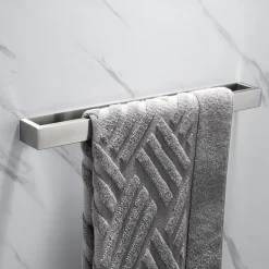 Towel Rail, Strong Self Adhesive Black Towel Holder Stainless Steel Wall Mounted