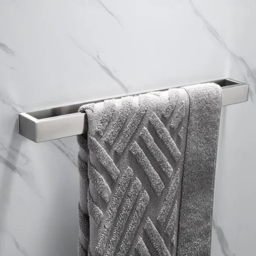 Towel Rail, Strong Self Adhesive Black Towel Holder Stainless Steel Wall Mounted