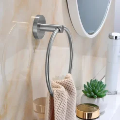 Towel Ring for Bathroom,Stainless Steel Hand Towel Holder Modern Circle Towel Hanger Round Towel Rack Wall Mounted(Black/Chrome/Golden/Brushed Nickel)