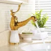 Traditional Bathroom Faucet Pull Out Basin Sink Mixer Taps Short/Tall, Vintage Brass Vessel Taps Ceramic Single Handle, with Cold and Hot Hose