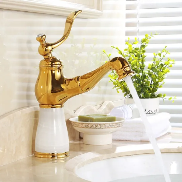 Traditional Bathroom Faucet Pull Out Basin Sink Mixer Taps Short/Tall, Vintage Brass Vessel Taps Ceramic Single Handle, with Cold and Hot Hose