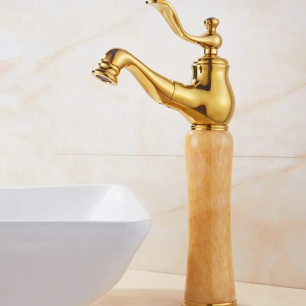 Traditional Bathroom Faucet Pull Out Basin Sink Mixer Taps Short/Tall, Vintage Brass Vessel Taps Ceramic Single Handle, with Cold and Hot Hose