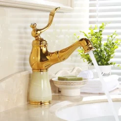 Traditional Bathroom Faucet Pull Out Basin Sink Mixer Taps Short/Tall, Vintage Brass Vessel Taps Ceramic Single Handle, with Cold and Hot Hose