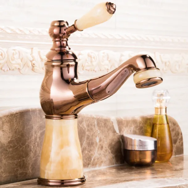 Traditional Bathroom Faucet Pull Out Basin Sink Mixer Taps Short/Tall, Vintage Brass Vessel Taps Ceramic Single Handle, with Cold and Hot Hose