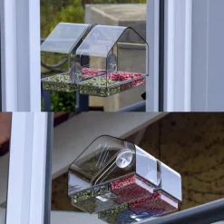 Transparent Acrylic Bird Feeder - Wall-Mounted, Suction Cup Design (Clear) - Easy to Clean & Weatherproof - Ideal for Elderly & Kids