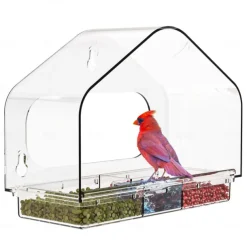 Transparent Acrylic Bird Feeder - Wall-Mounted, Suction Cup Design (Clear) - Easy to Clean & Weatherproof - Ideal for Elderly & Kids