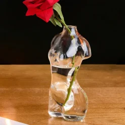 Transparent Female Body Glass Vase – Artistic Human Figure Flower Vase, Unique Hydroponic Planter for Living Room, Home Decor, Entryway & Bookshelf Display