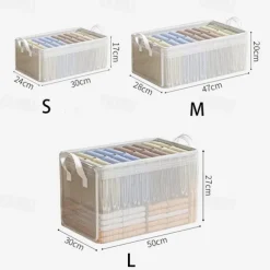 Transparent Folding Clothes Storage Box, Household Wardrobe Organizer, Layered Finishing Basket Frame
