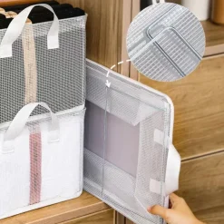 Transparent Folding Clothes Storage Box, Household Wardrobe Organizer, Layered Finishing Basket Frame