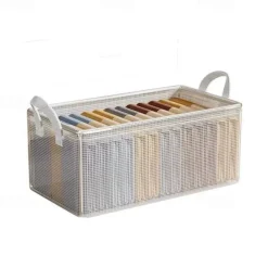 Transparent Folding Clothes Storage Box, Household Wardrobe Organizer, Layered Finishing Basket Frame