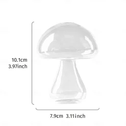 Transparent Glass Mushroom-Shaped Vase, Indoor Tabletop Floral Arrangement Container, Cozy Centerpiece for Home and Dining Room, Suitable for Flowers, Green Plants, and Hydroponic Decor