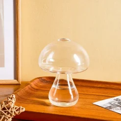 Transparent Glass Mushroom-Shaped Vase, Indoor Tabletop Floral Arrangement Container, Cozy Centerpiece for Home and Dining Room, Suitable for Flowers, Green Plants, and Hydroponic Decor