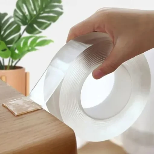 Transparent Magic Nano Tape Double Sided Grip Reusable Home Tape Traceless Glue, Waterproof Heat Resistant Wall Adhesive, Poster Carpet Fixing Tape for Bathroom Kitchen Decoration, 3x200cm (1x79in)