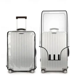 Transparent PVC Trolley Suitcase Protective Cover - Wear-Resistant Travel Case Dust Cover with Leather Trim