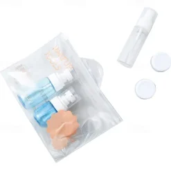 Travel Bottles Set 7-Piece, Refillable Cosmetic and Toiletry Containers, Shampoo, Lotion, Face Wash, Squeeze, Press, and Spray Bottles for Packing