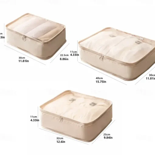 Travel Compression Packing Cubes Set - 3-Piece Lightweight, Space-Saving Organizer for Clothes, Luggage, and Travel Essentials - Durable, Waterproof Travel Storage Bags for Packing, Camping & Vacation