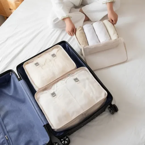 Travel Compression Packing Cubes Set - 3-Piece Lightweight, Space-Saving Organizer for Clothes, Luggage, and Travel Essentials - Durable, Waterproof Travel Storage Bags for Packing, Camping & Vacation
